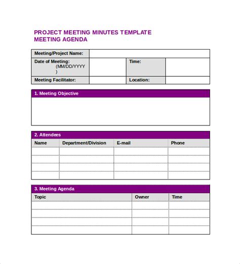 13 Project Meeting Minutes Templates To Download Sample Templates
