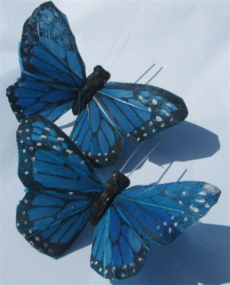 Monarch Blue With Black Feather Butterfly Hand Made Hair Clip Etsy