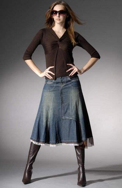 Beautiful Denim Skirts Boots Long Denim Skirt Winter Skirt Outfit