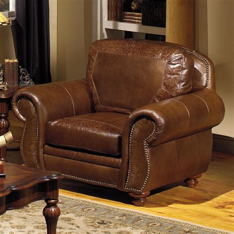 Traditional Leather Chair With Nailhead Trim By Usa Premium Leather