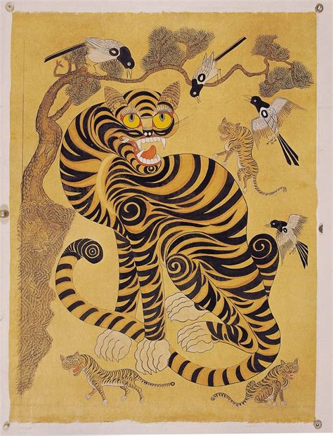 Djinn Gallery Korean 사단법인 한국 민화 연구소 Tigres Pinturas Murales Arte