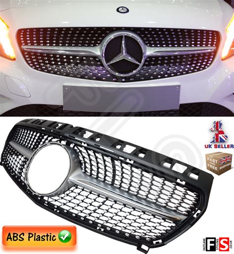 Diamond Front Grille Mercedes A Class W176 2012 2016 Only Chrome Badge