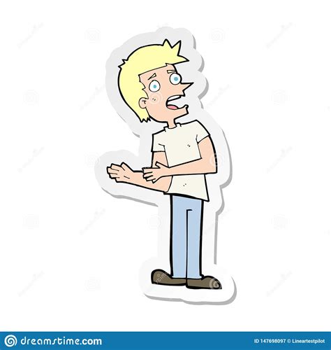 Sticker Of A Cartoon Man Making Excuses Stock Vector Illustration Of