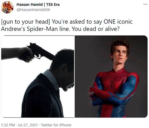 Say One Iconic Andrews Spider Man Line Gun To Your Head Know Your Meme