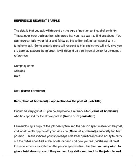Free 8 Sample Reference Request Letter Templates In Pdf Ms Word