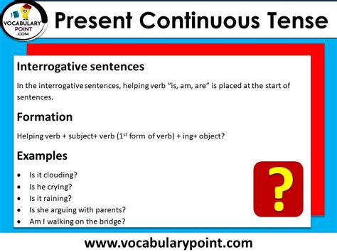 Present Continuous Tense Examples Sentences And Formation Vocabulary