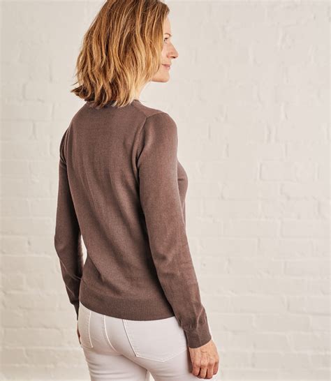 Mocha Brown Womens Cashmere And Cotton Crew Neck Jumper Woolovers Au