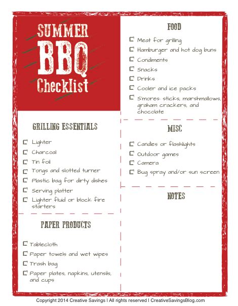 Download This Free Summer Bbq Checklist And Always Remember What To