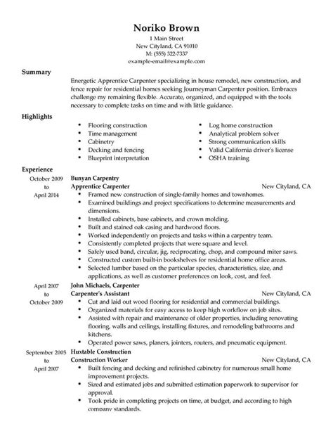 Do you want a career in the fitness industry? Apprentice Carpenter Resume Sample | Carpenter Resumes ...