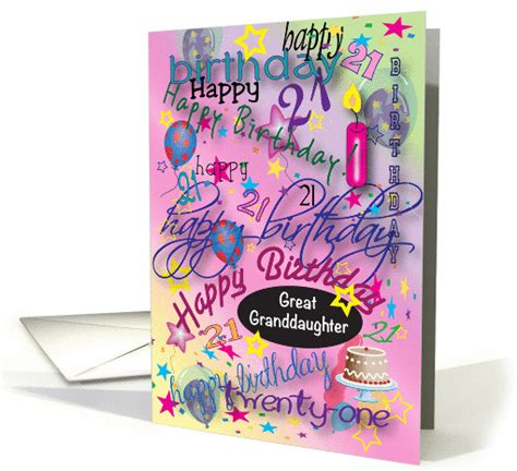 Perfect happy birthday messages for your friends, family, lover, colleagues or anyone you care. 21st Birthday for Great Granddaughter card (1316814)