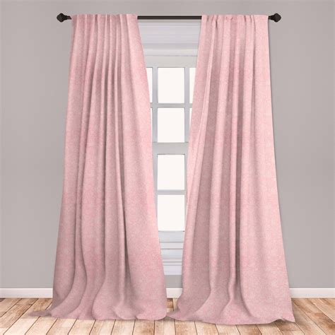 Pale Pink Curtains 2 Panels Set Flowers Spiral Leaves Heart Lovers Romantic Girls Ornate Design