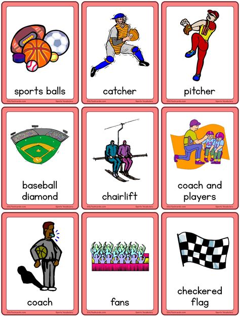 Sports Vocabulary Esl Flashcards