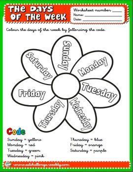 days   week worksheet english worksheets  kids english