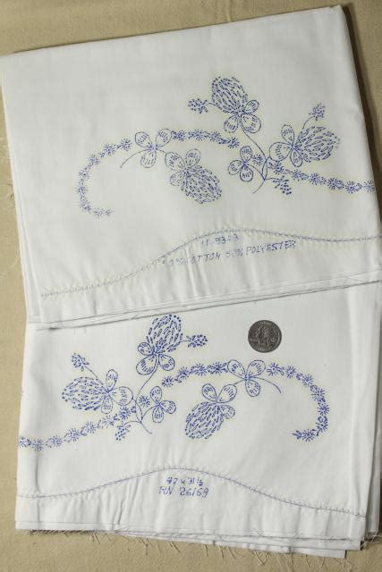 Vintage Table Linens And Pillowcases To Embroider Stamped