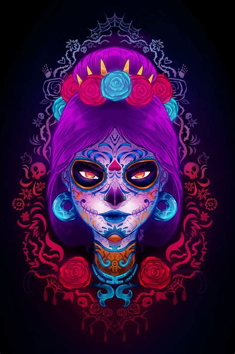 La Catrina On Behance Sugar Skull Girl Sugar Skull Design Sugar Skulls Sugar Skull Wallpaper