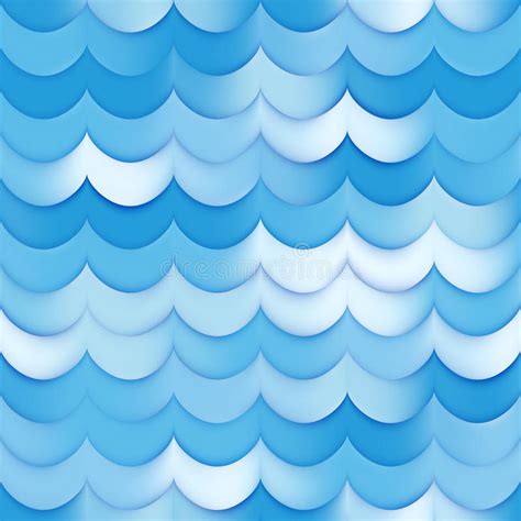 Raster Seamless Blue Shades Gradient Ocean Waves Line Pattern Stock