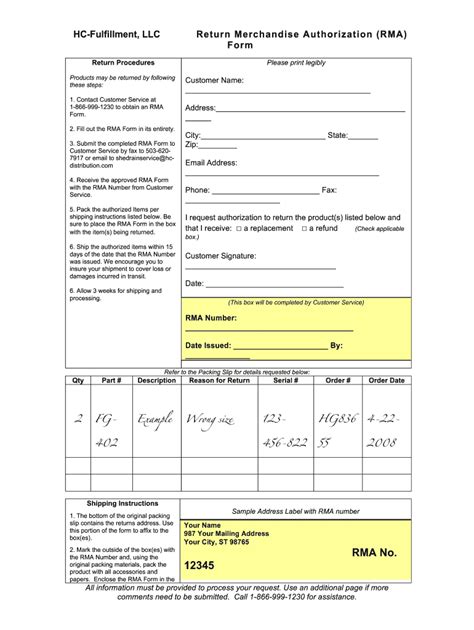 Rma Form Template Complete With Ease Airslate Signnow