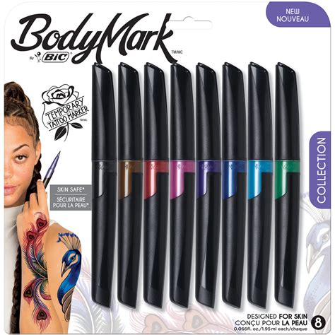 Bic Bodymark Temporary Tattoo Marker Assorted Colors 8 Count