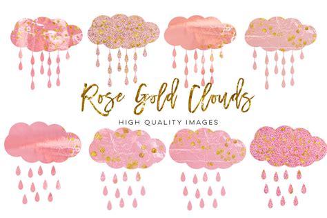 Rose Gold Cloud Clip Art Pink Gold Cloud Clip Art