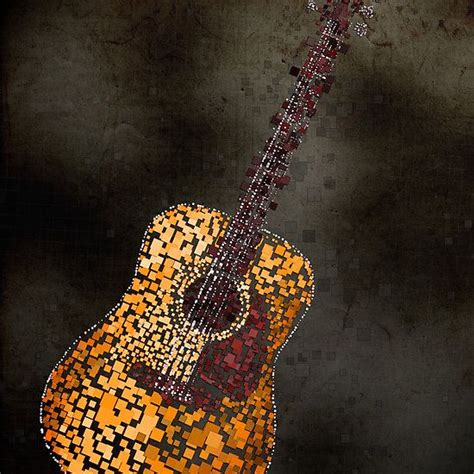 Abstract Guitar In Squares Photographic Print By Michael Tompsett