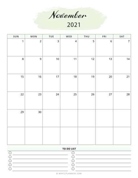 September Calendar November Month 2021 Calendar Monthly Planner