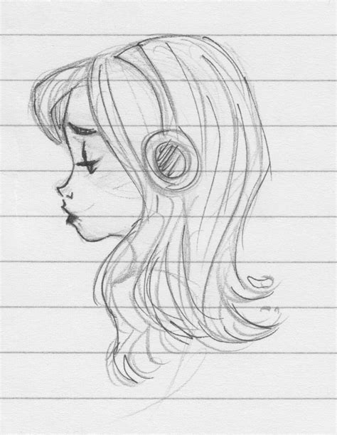 Sad Girl Listening To Music Sketch By Aemyle On Deviantart
