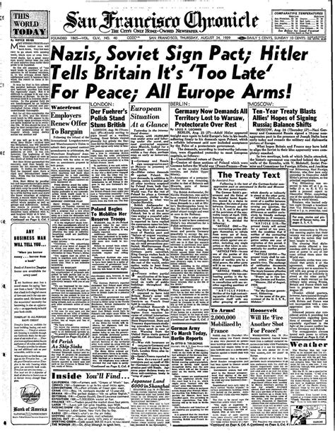 Chronicle Covers 10 Headlines On 1 Page That Signal World War Ii