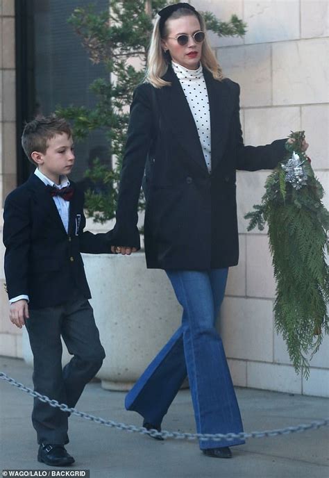 January Jones And Eight Year Old Son Xander Don Matching Blazers To