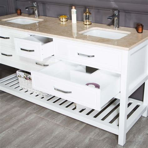 They are also used in shared bathrooms connecting two bedrooms. Edison 72 inch White Double Sink Bathroom Cabinet | Vanity ...