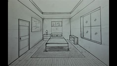 How To Draw A Simple Bedroom In One Point Perspective 5 One Point