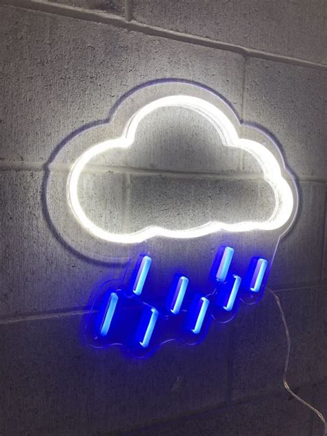 Rain Cloud Led Neon Sign Custom Kids Roombaby Room Neon Wall Etsy