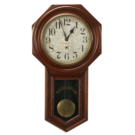 New Haven Clock Co Walnut Veneer Regulator Clock Ebth