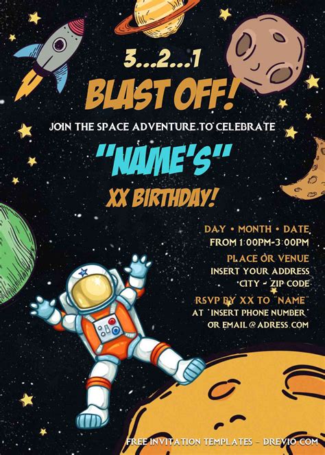 Free Space Galaxy Birthday Invitation Templates For Word Download