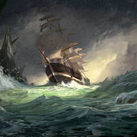 Ship in a Storm 10 x 10 print on Storenvy