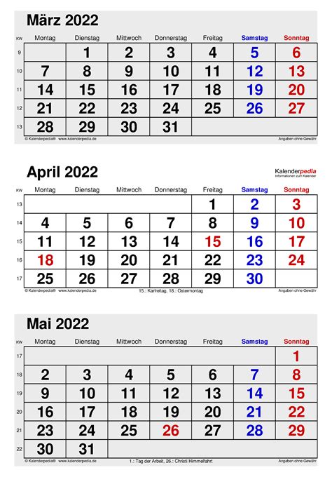 Kalender April 2022 Als Excel Vorlagen
