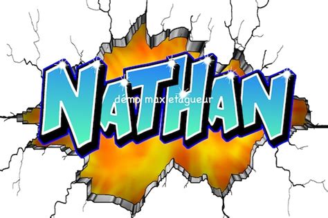 Graffiti Personalized Nathan Cartoon Letter Print On Canvas