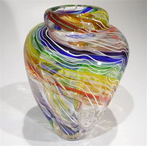 Hand Blown Glass Art Vase Made With Glass Canes Dirwood Etsy