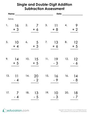 Download our new 3rd grade worksheets. Single and Double-Digit Addition Subtraction Assessment | Multiplication facts, 3rd grade math ...