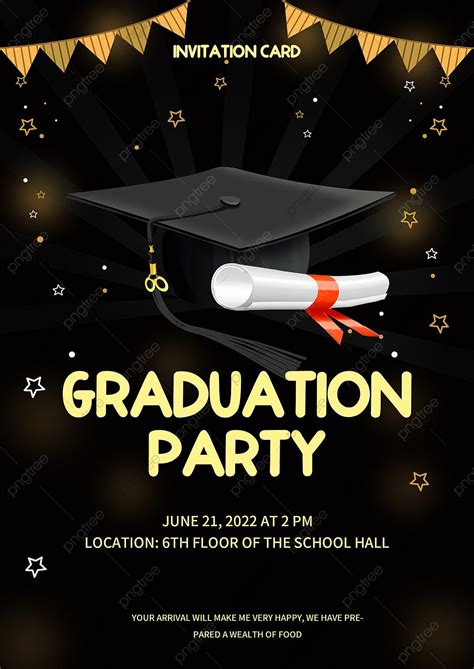 Graduation Party Invitation Black Template Template Download On Pngtree