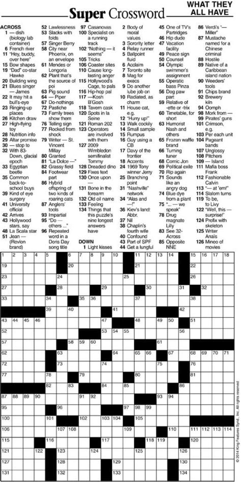 You can play it any day of the week! Super Crossword Puzzle