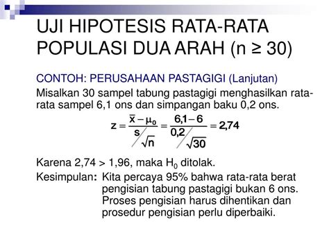 Ppt Pengujian Hipotesis Rata Rata Proporsi Satu Populasi Powerpoint