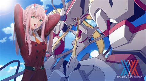 Darling In The Franxx Zero Two Hiro Zero Two With Red Dress Holding Her