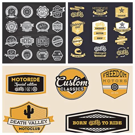 Retro Motorcycle Labels And Badges Set Vector
