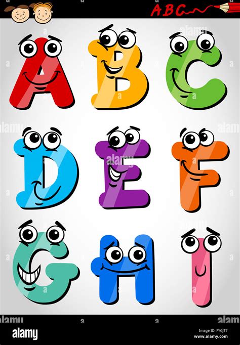 Alphabet Lettres Funny Cartoon Illustration Photo Stock Alamy