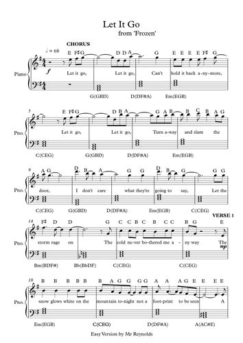 The free let it go piano sheet music makes for a great evening practice. 'Let It Go' from Frozen Easy Sheet Music | Teaching Resources