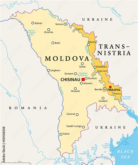 Vetor De Moldova And Transnistria Political Map Republic Of Moldova With Capital Chisinau