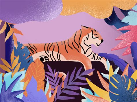 TIGER IN COLORFUL JUNGLE by Ideal Design on Dribbble
