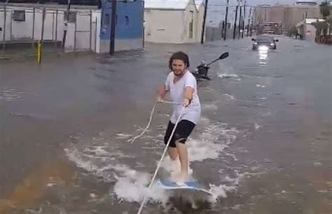 Harvey Viral Video Shows Man Street Surfing In Galveston