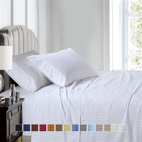 Royal Hotel Stripe Sheets 600 Thread Count 4pc Bed Sheet Set 100