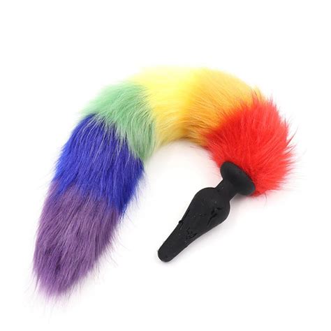 Long Rainbow Fox Anal Plug Tail Butt Erotic Toy Anal Sex Toys For Woman